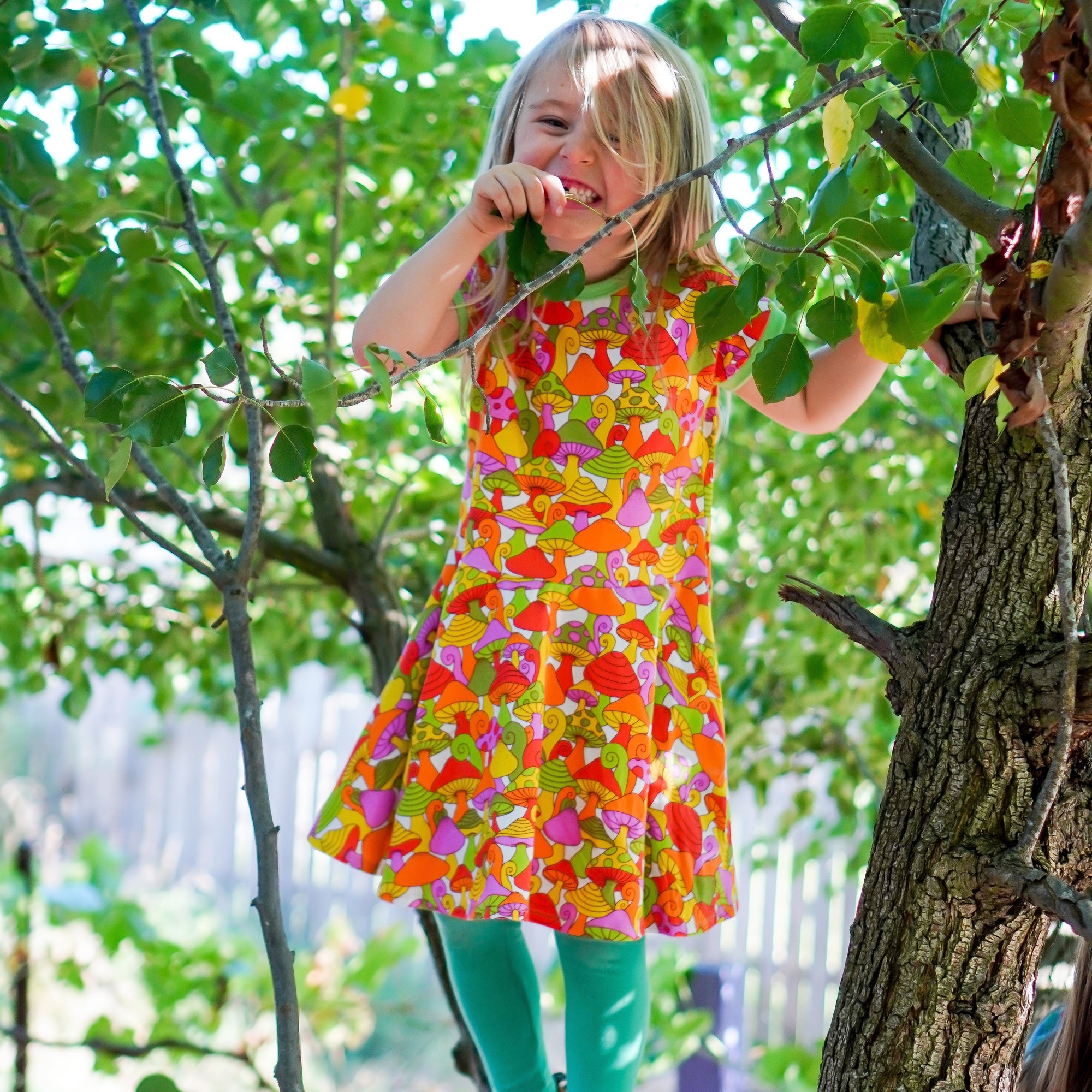 Mushroom Treasure Short Sleeve Dress - 1 Left Size 9-10 years-Uddevalla Barn-Modern Rascals