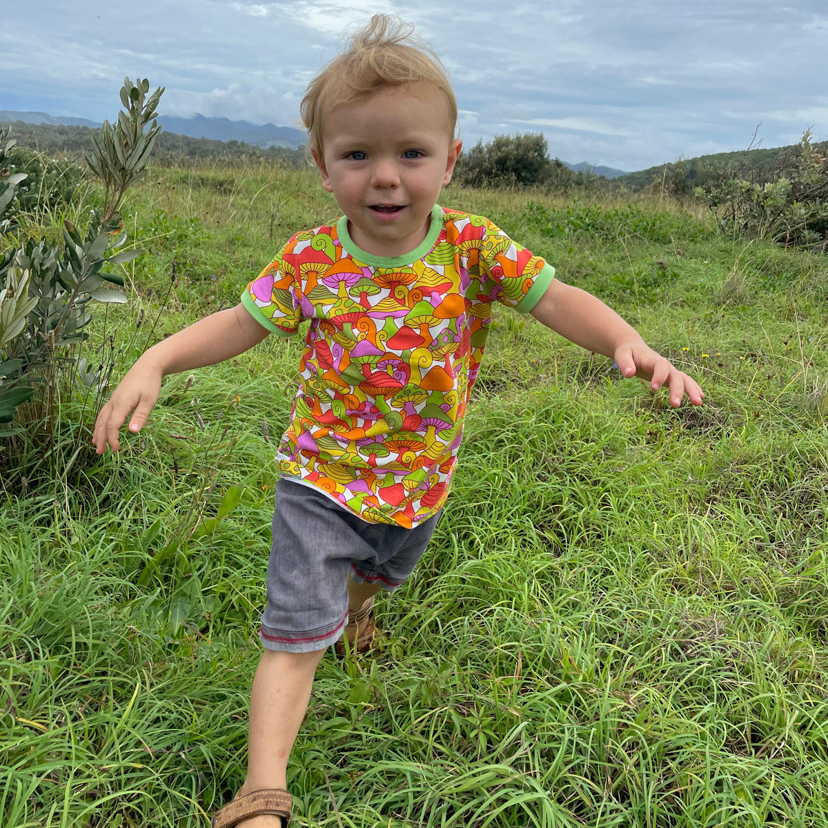 Mushroom Treasures Short Sleeve Shirt - 1 Left Size 12 years-Uddevalla Barn-Modern Rascals