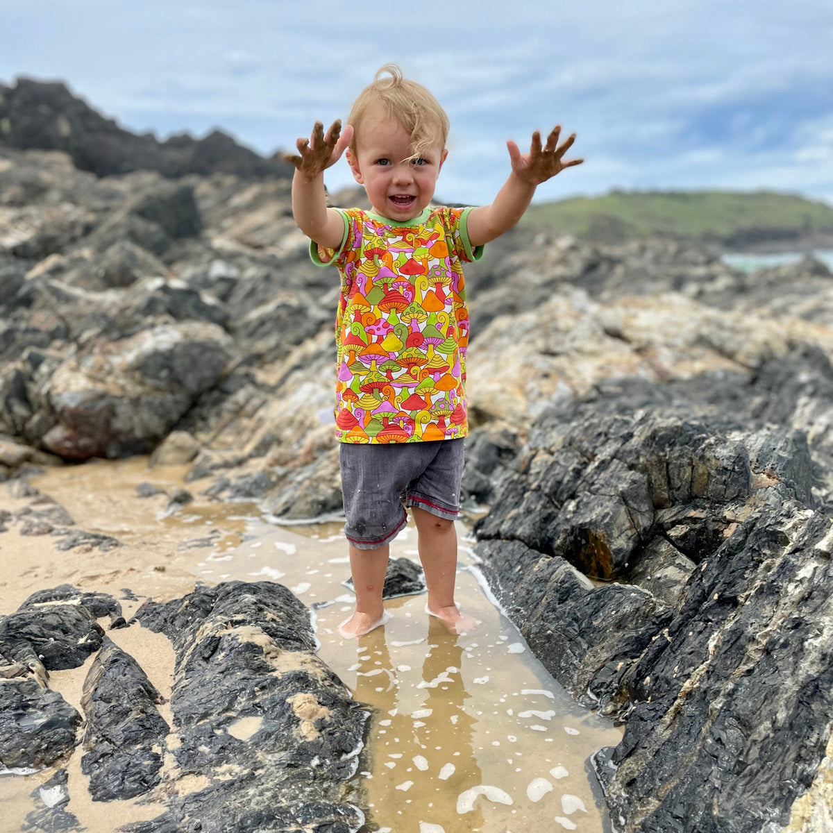 Mushroom Treasures Short Sleeve Shirt-Uddevalla Barn-Modern Rascals