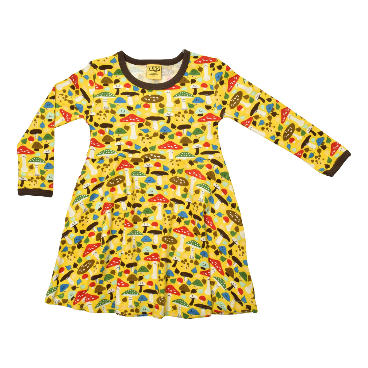 Mushroom - Yellow Long Sleeve Skater Dress-Duns Sweden-Modern Rascals