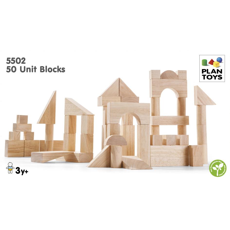 Natural Unit Blocks - 50 pieces-PlanToys-Modern Rascals