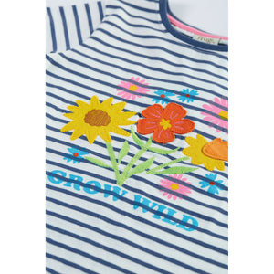 Navy Blue Breton / Grow Wild Elise Applique T-Shirt - 1 Left Size 9-10 years-Frugi-Modern Rascals