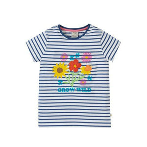 Navy Blue Breton / Grow Wild Elise Applique T-Shirt - 1 Left Size 9-10 years-Frugi-Modern Rascals