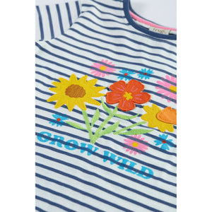 Navy Blue Breton / Grow Wild Elise Applique T-Shirt-Frugi-Modern Rascals