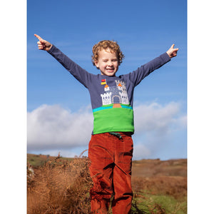 Navy Blue / Castle Terrific Embroidered Top-Frugi-Modern Rascals