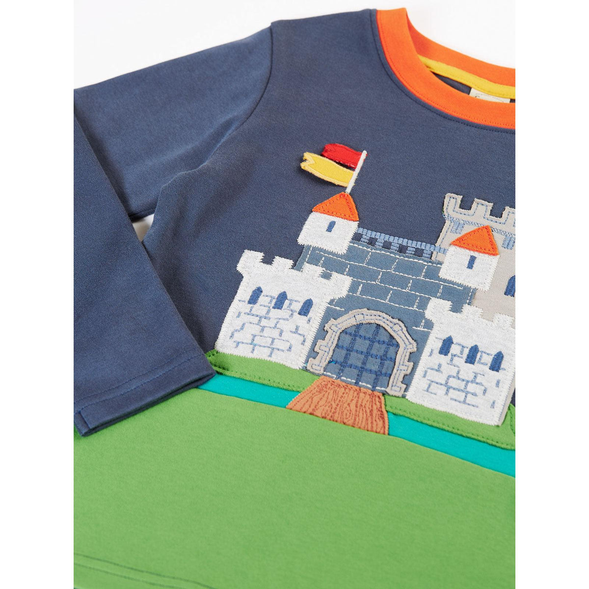 Navy Blue / Castle Terrific Embroidered Top-Frugi-Modern Rascals