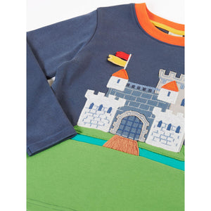 Navy Blue / Castle Terrific Embroidered Top-Frugi-Modern Rascals