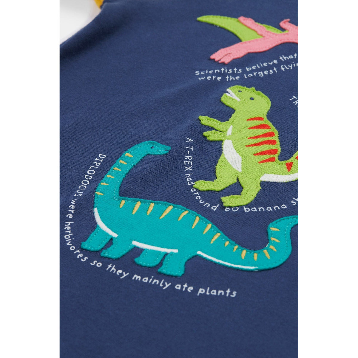 Navy Blue / Dino Renny Raglan T-Shirt - 1 Left Size 9-10 years-Frugi-Modern Rascals
