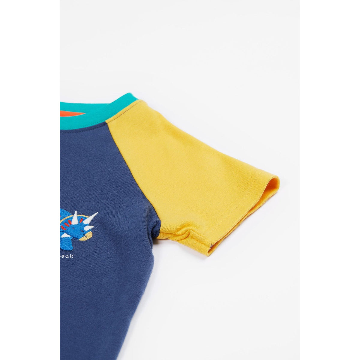 Navy Blue / Dino Renny Raglan T-Shirt - 1 Left Size 9-10 years-Frugi-Modern Rascals