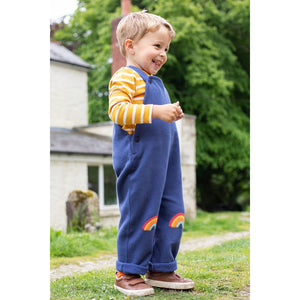 Navy Blue / Gold Breton Rae Dungaree Outfit-Frugi-Modern Rascals