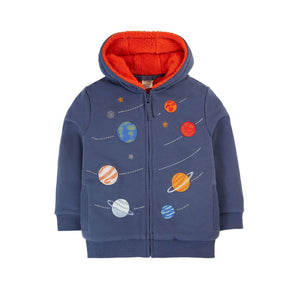 Navy Blue / Planets Ted Fleece Lined Hoodie - 2 Left Size 2-3 & 3-4 years-Frugi-Modern Rascals