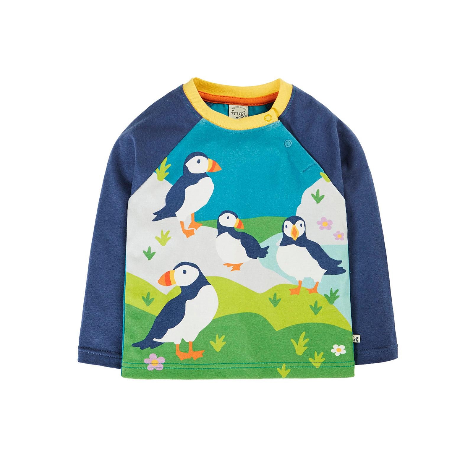 Navy Blue / Puffin Horizon Raglan Top-Frugi-Modern Rascals