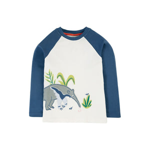 Navy Blue/Anteater Alfie Raglan Top-Frugi-Modern Rascals