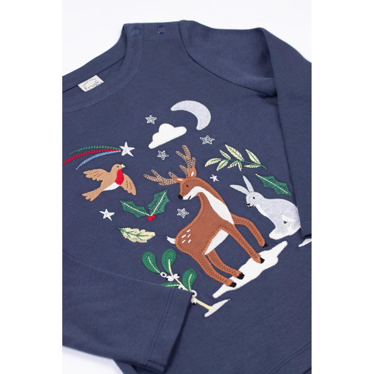 Navy Blue/Caribou Anna Applique Top - 2 Left Size 5-6 & 8-9 years-Frugi-Modern Rascals