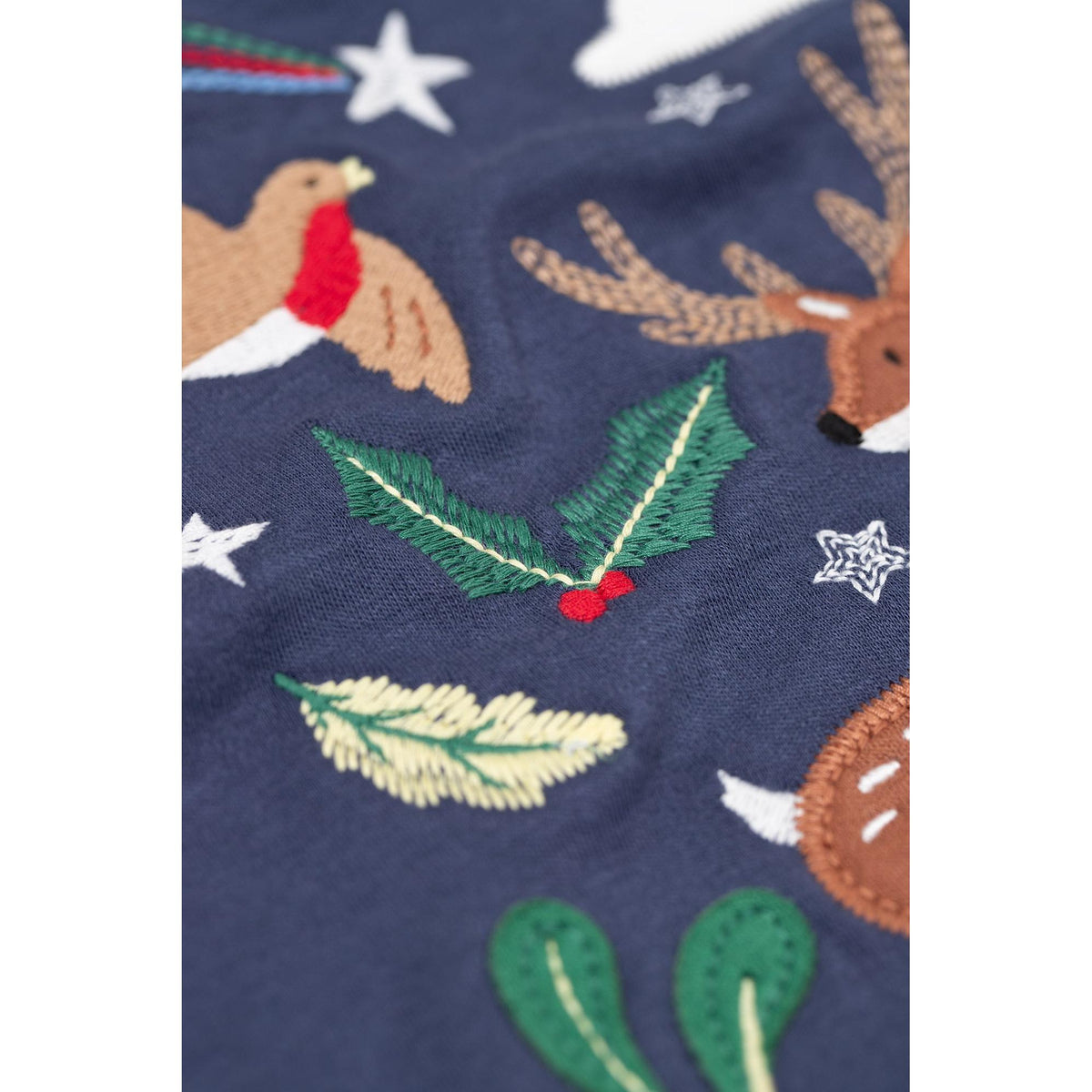 Navy Blue/Caribou Anna Applique Top - 2 Left Size 5-6 & 8-9 years-Frugi-Modern Rascals