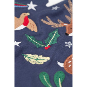 Navy Blue/Caribou Anna Applique Top - 2 Left Size 5-6 & 8-9 years-Frugi-Modern Rascals