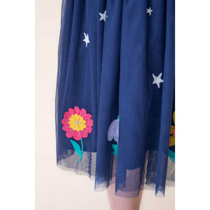 Navy Blue/Flowers Penny Applique Party Dress - 1 Left Size 2-3 years-Frugi-Modern Rascals