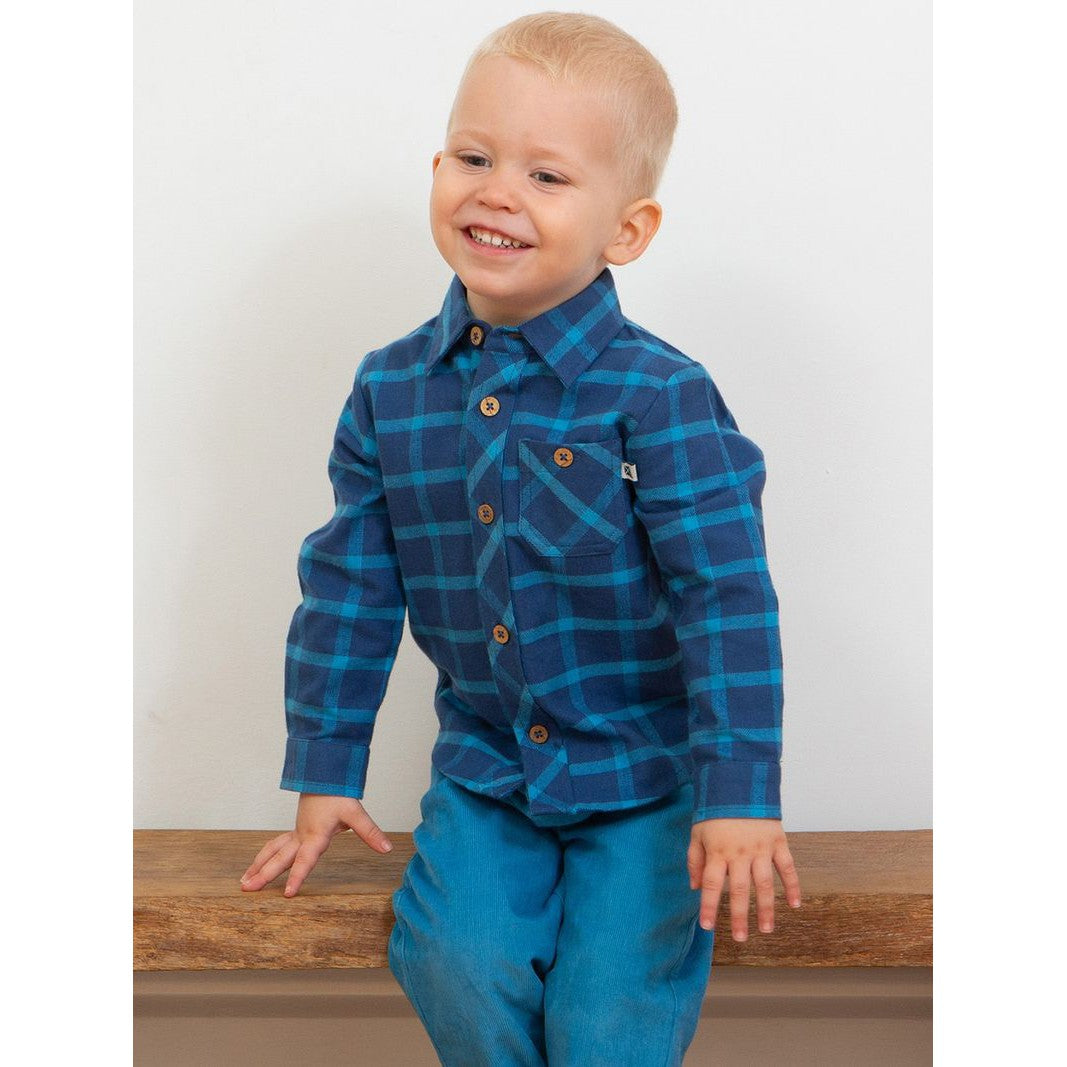 Navy Check Long Sleeve Shirt - 1 Left Size 8-9 years-Kite-Modern Rascals