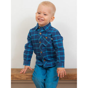 Navy Check Long Sleeve Shirt - 1 Left Size 8-9 years-Kite-Modern Rascals