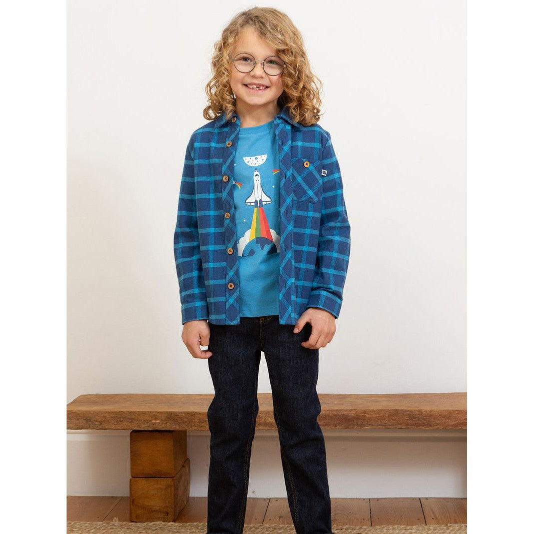Navy Check Long Sleeve Shirt - 1 Left Size 8-9 years-Kite-Modern Rascals