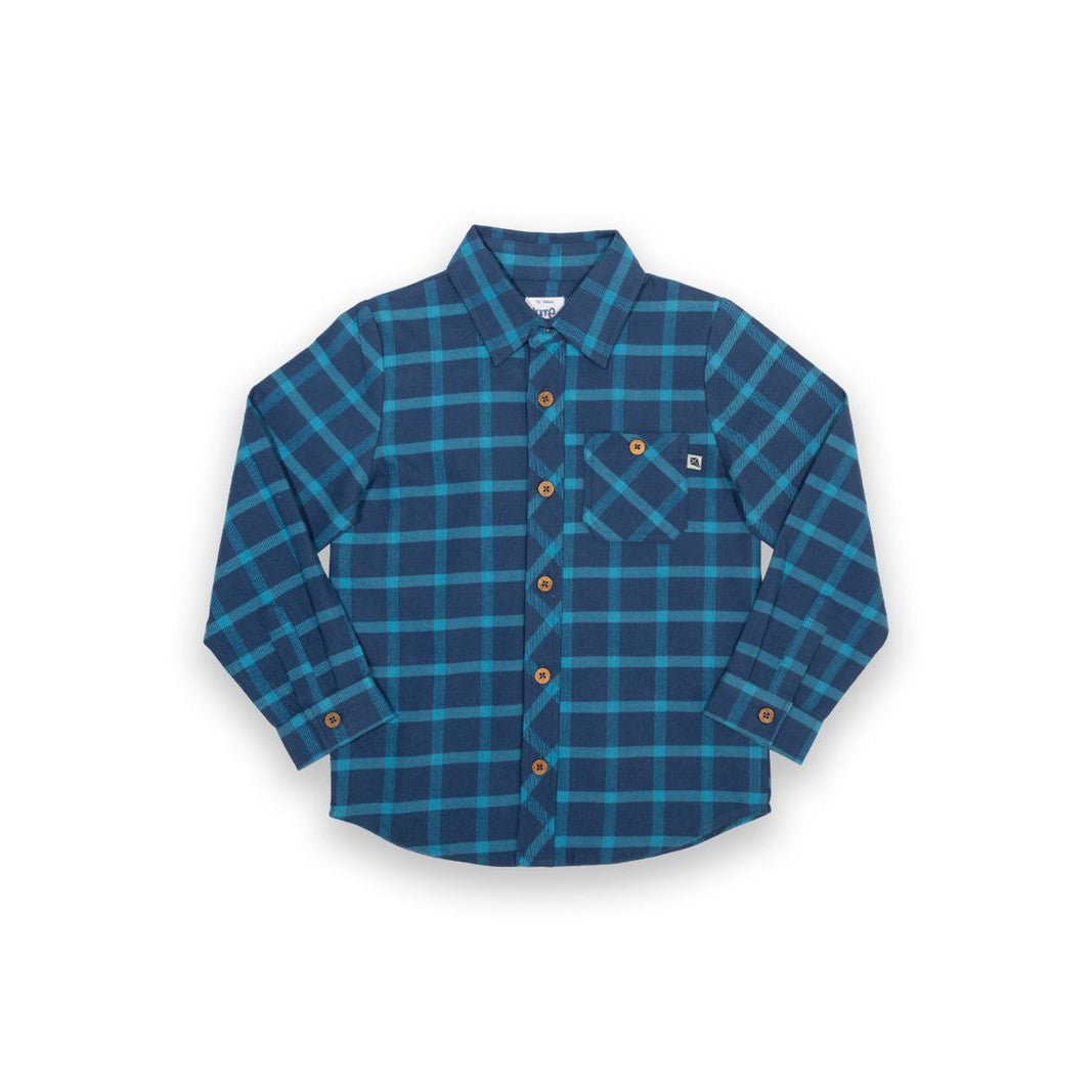 Navy Check Long Sleeve Shirt - 1 Left Size 8-9 years-Kite-Modern Rascals