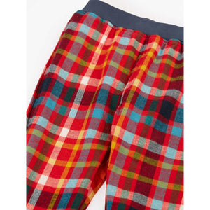 Navy/Festive Check Ronnie Reversible Pull Up Pants-Frugi-Modern Rascals