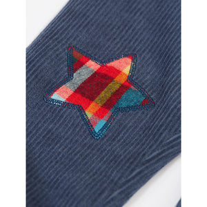 Navy/Festive Check Ronnie Reversible Pull Up Pants-Frugi-Modern Rascals