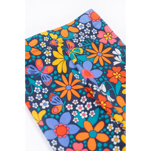Navy/Retro Floral Leona Leggings-Frugi-Modern Rascals