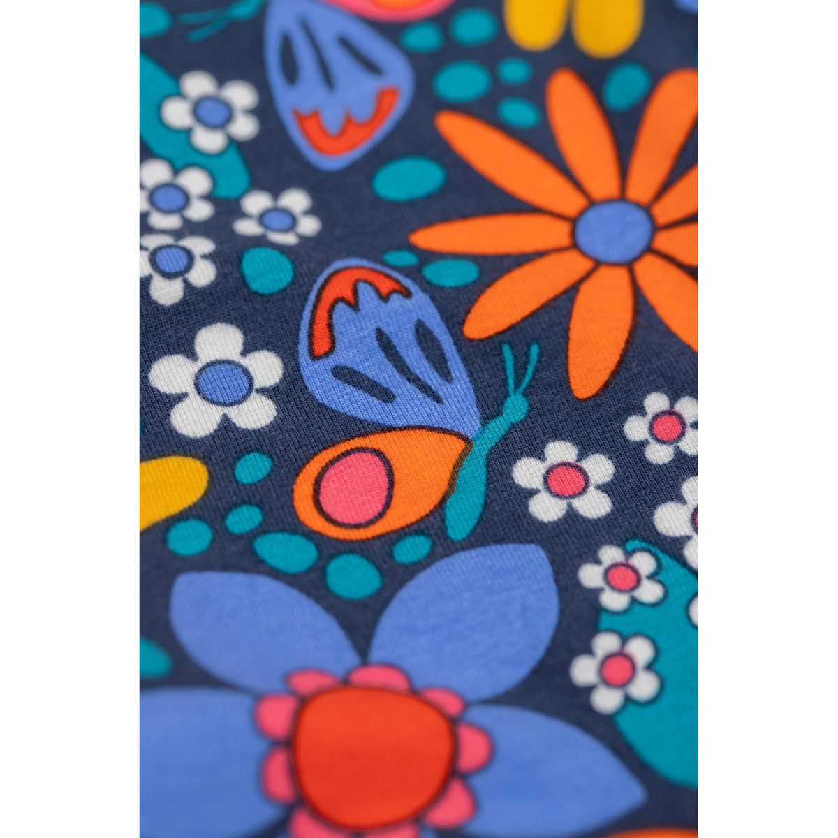 Navy/Retro Floral Leona Leggings-Frugi-Modern Rascals