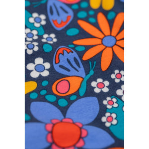 Navy/Retro Floral Leona Leggings-Frugi-Modern Rascals