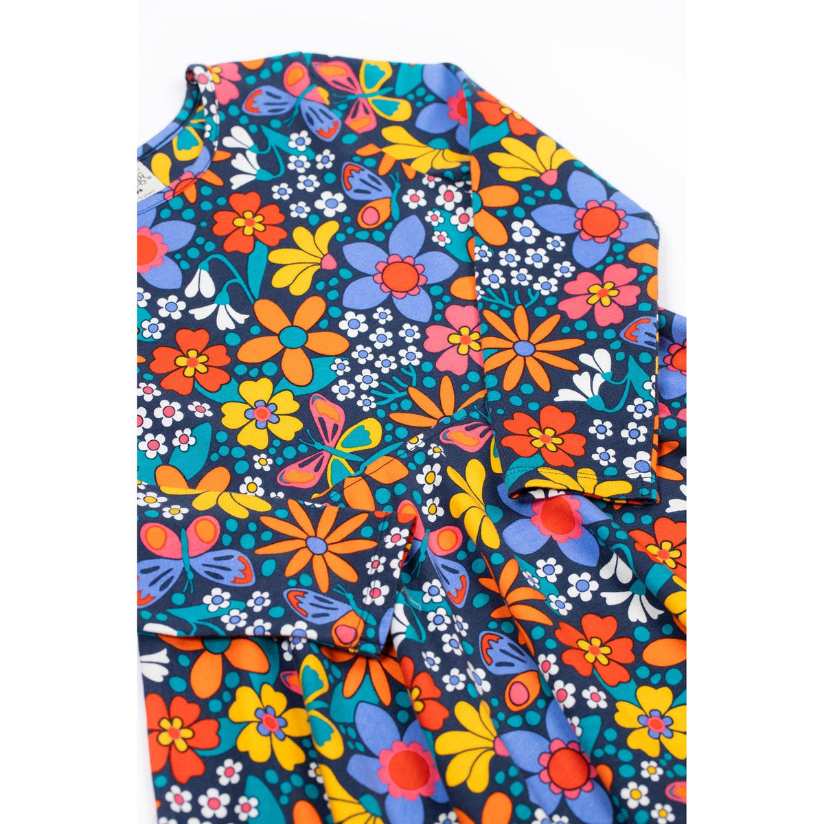 Navy/Retro Floral Sofia Skater Dress-Frugi-Modern Rascals