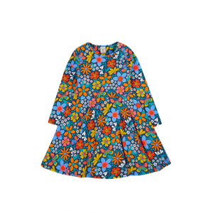 Navy/Retro Floral Sofia Skater Dress-Frugi-Modern Rascals