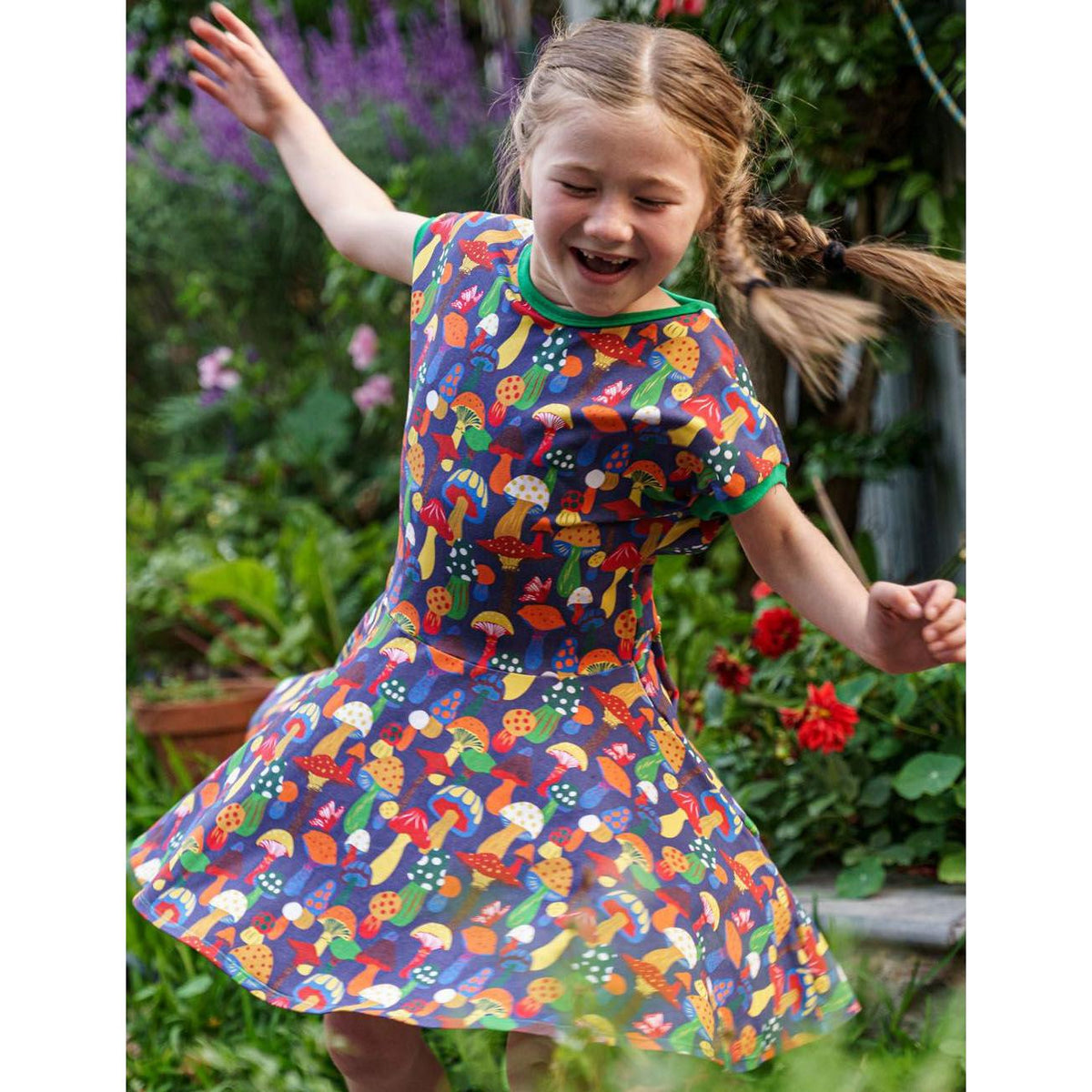 New Mushrooms Short Sleeve Dress-Uddevalla Barn-Modern Rascals