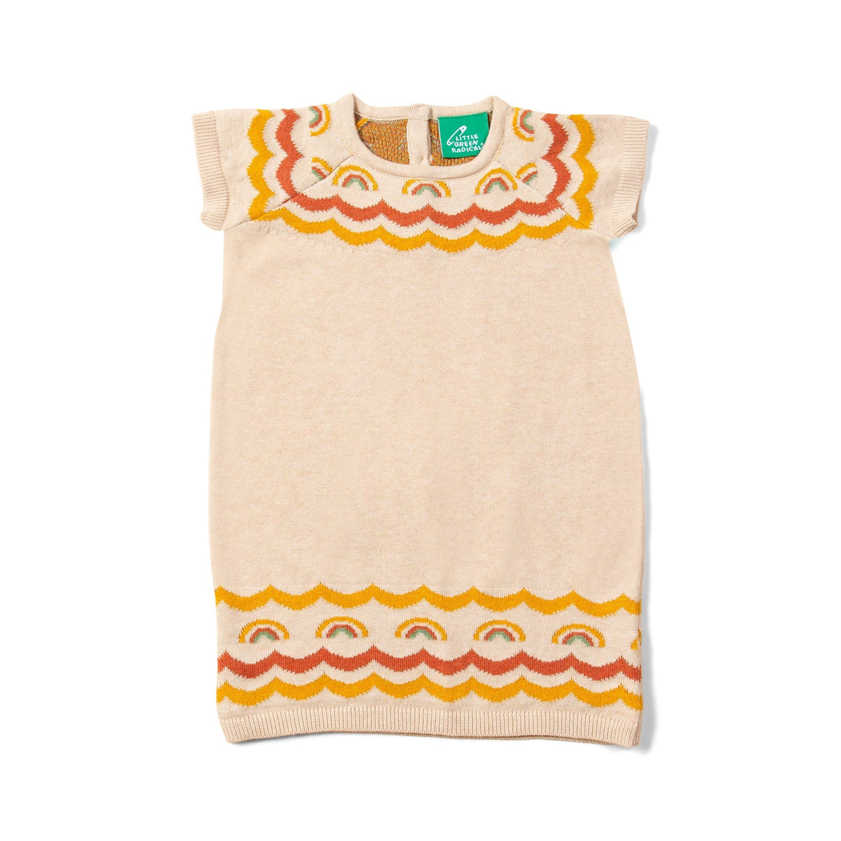 Oatmeal Fairisle Rainbow Short Sleeve Tunic Dress - 1 Left Size 3-4 years-Little Green Radicals-Modern Rascals