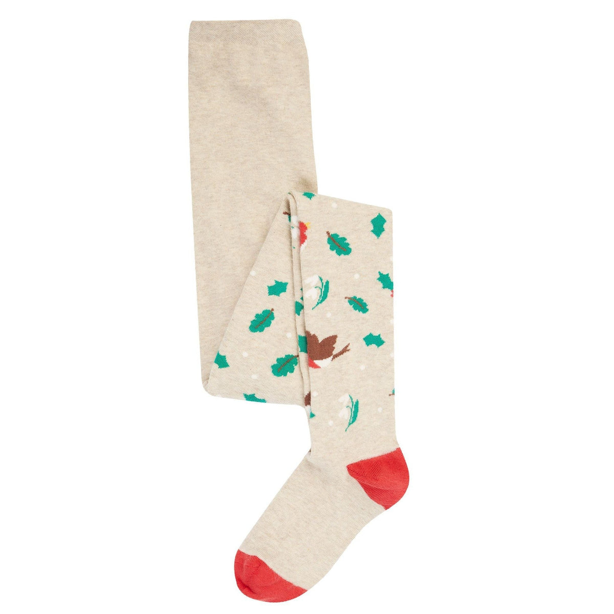 Oatmeal Robin / Red Norah Tights - 2 Pack - 1 Left Size 2-4 years-Frugi-Modern Rascals