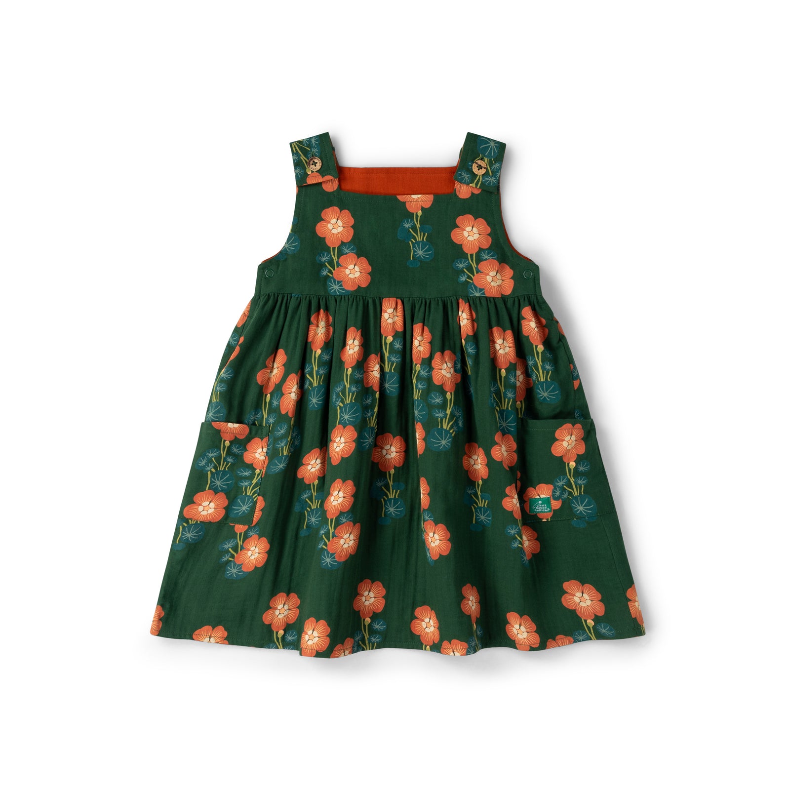 Orange Blooms Reversible Pinny Dress-Little Green Radicals-Modern Rascals