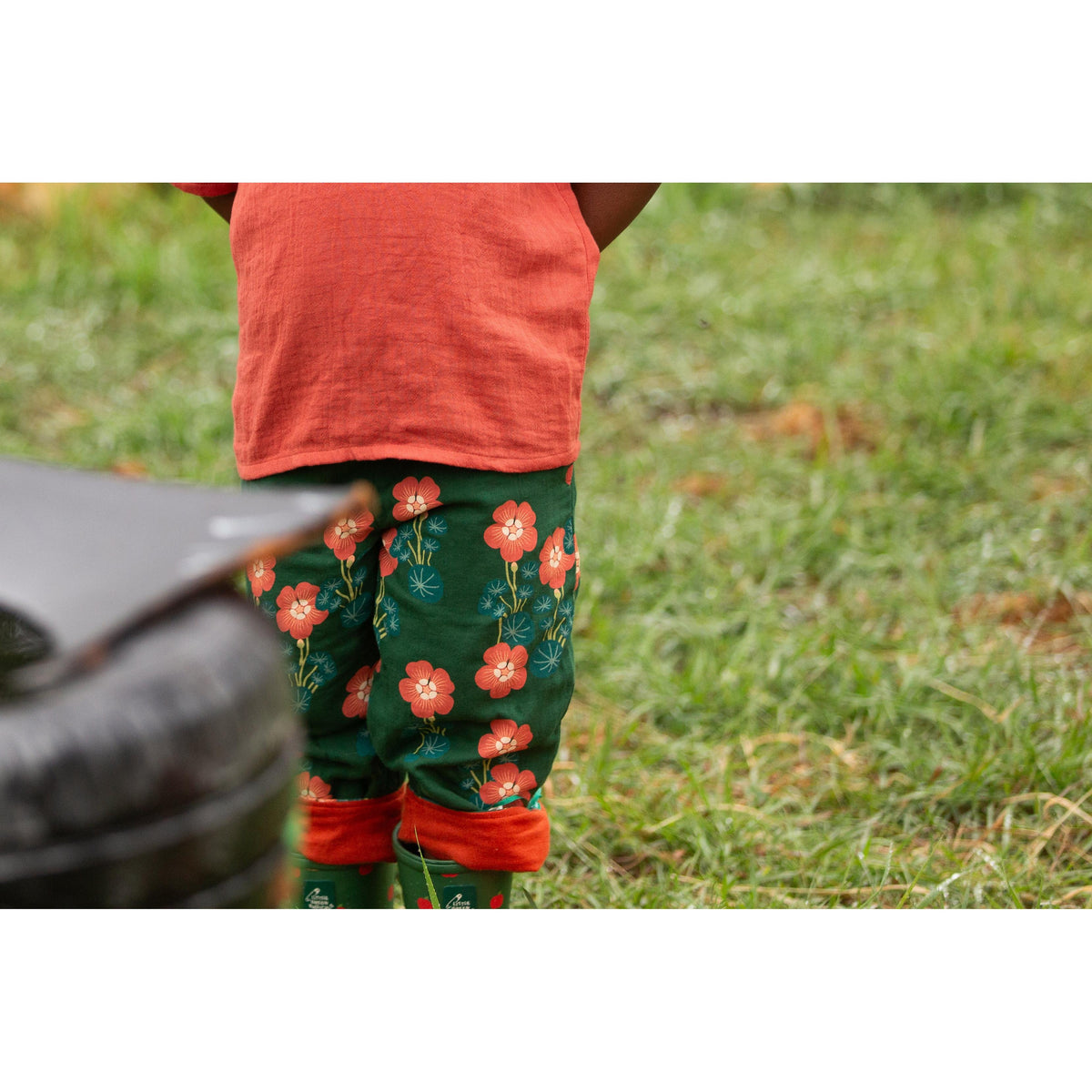 Orange Blooms Reversible Pull On Trousers-Little Green Radicals-Modern Rascals