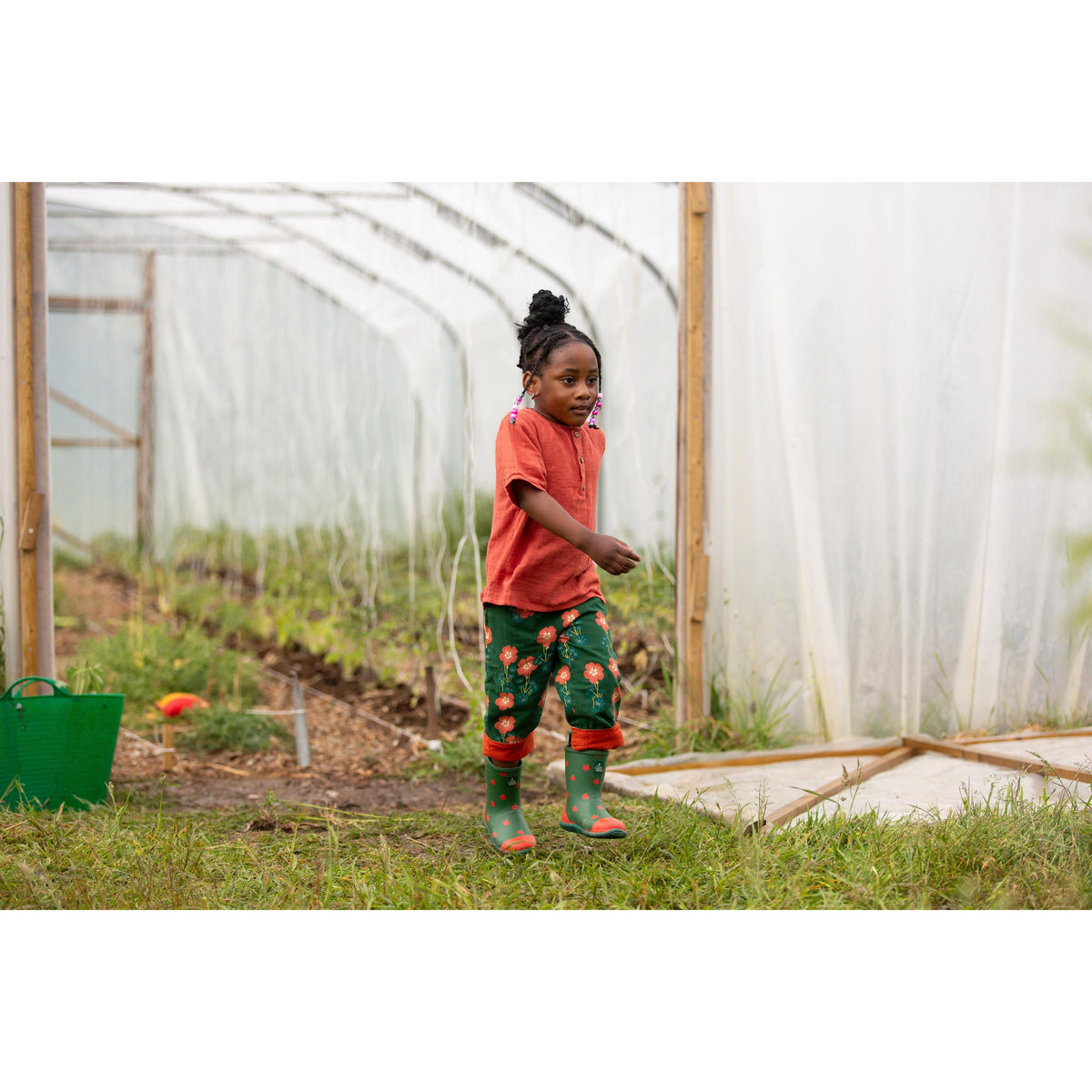 Orange Blooms Reversible Pull On Trousers-Little Green Radicals-Modern Rascals