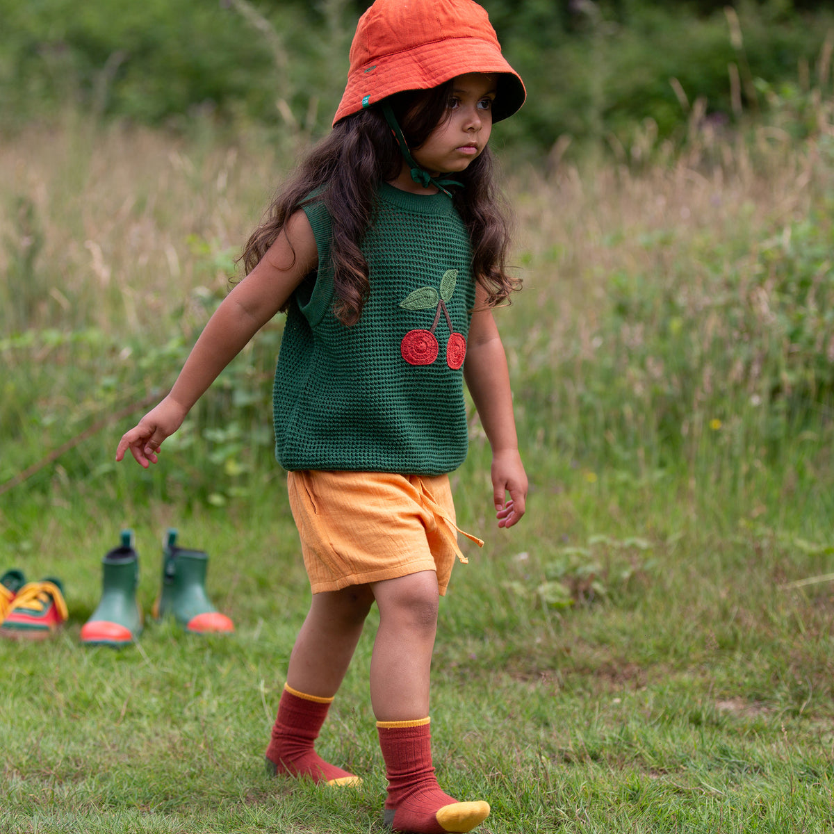 Orange Blooms Reversible Sunhat-Little Green Radicals-Modern Rascals