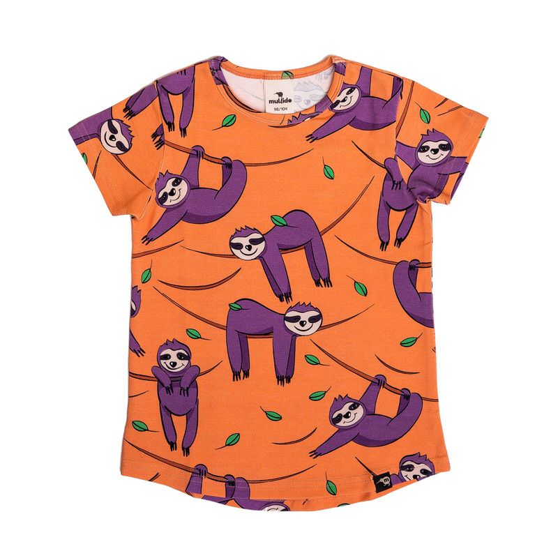 Orange Sloth Short Sleeve Shirt-Mullido-Modern Rascals