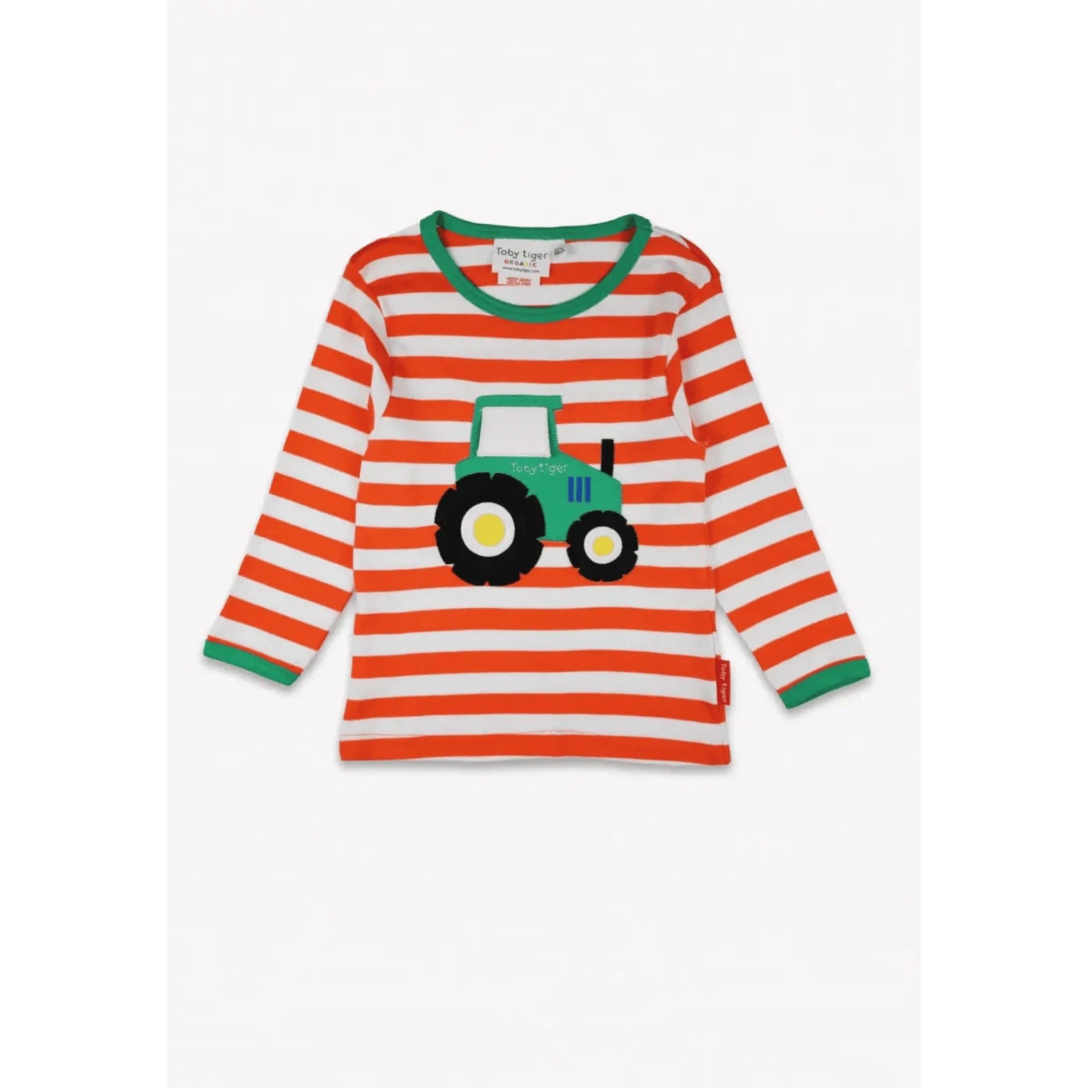 Orange Tractor Applique Long Sleeve Shirt-Toby Tiger-Modern Rascals