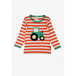 Orange Tractor Applique Long Sleeve Shirt-Toby Tiger-Modern Rascals