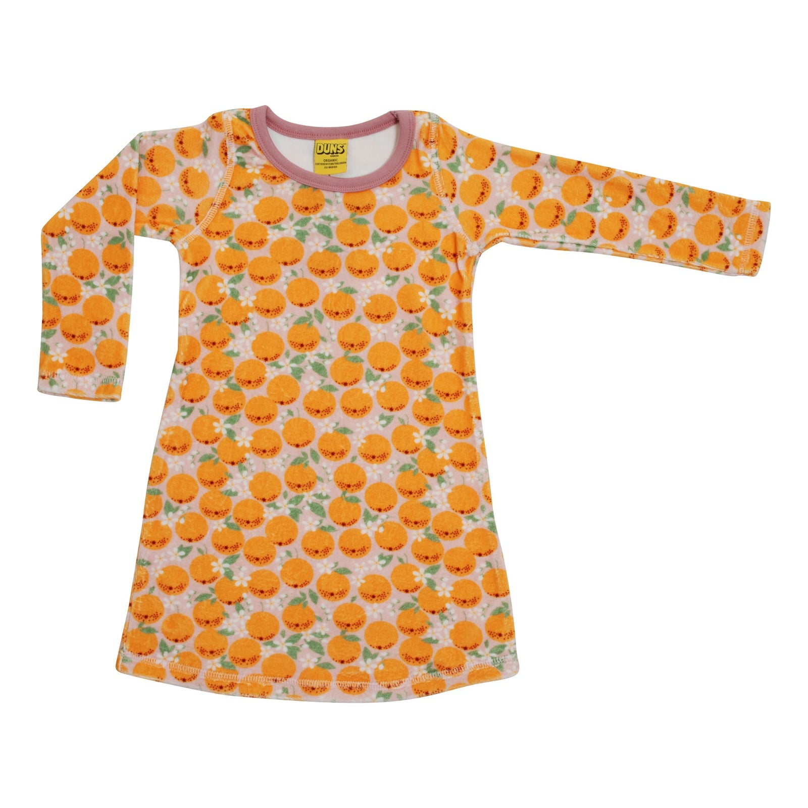 Oranges Velour Long Sleeve Dress - Pink - 1 Left Size 10-12 years-Duns Sweden-Modern Rascals