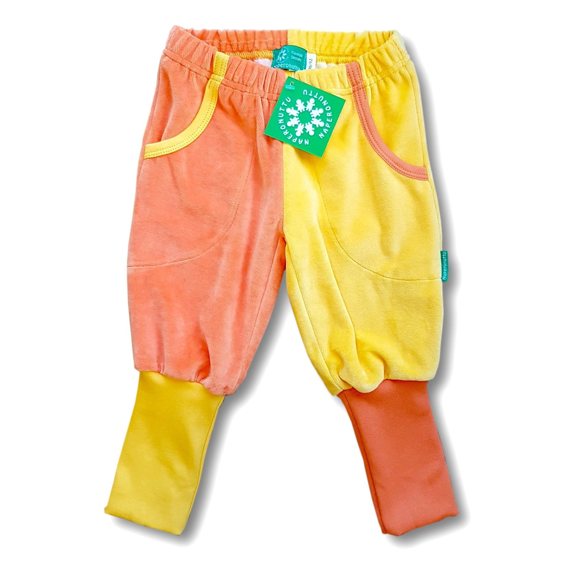 Orange/Yellow Velour Pants With Long Rib - 2 Left Size 6-8 & 8-10 years-Naperonuttu-Modern Rascals