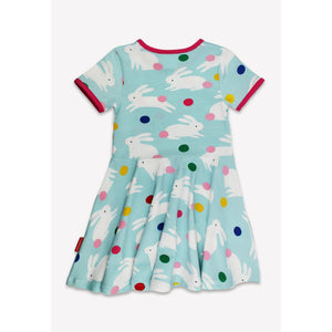 Organic Bunny Hop Print Short Sleeve Skater Dress-Toby Tiger-Modern Rascals