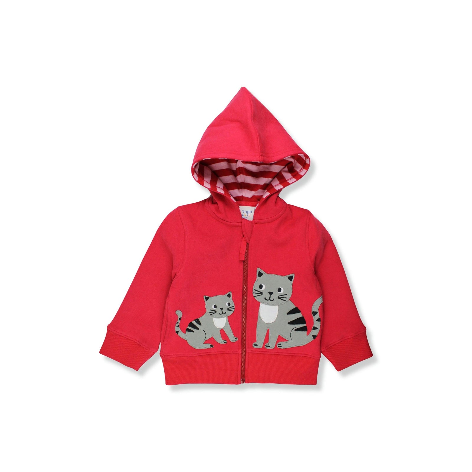 Organic Cat Applique Hoodie-Toby Tiger-Modern Rascals