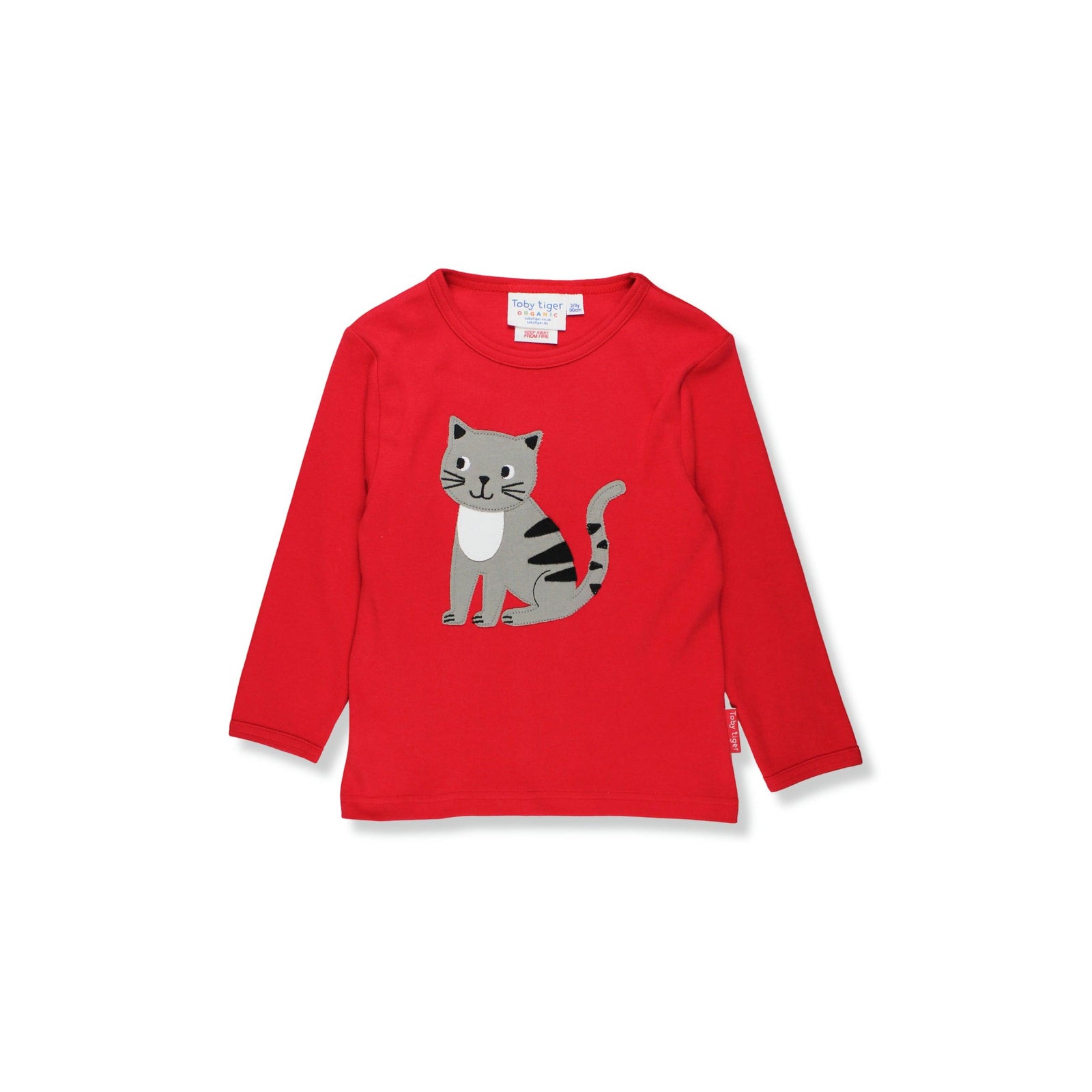 Organic Cat Applique Long Sleeve Shirt-Toby Tiger-Modern Rascals