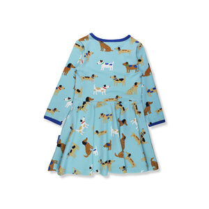 Organic Dog Print Long Sleeved Skater Dress-Toby Tiger-Modern Rascals