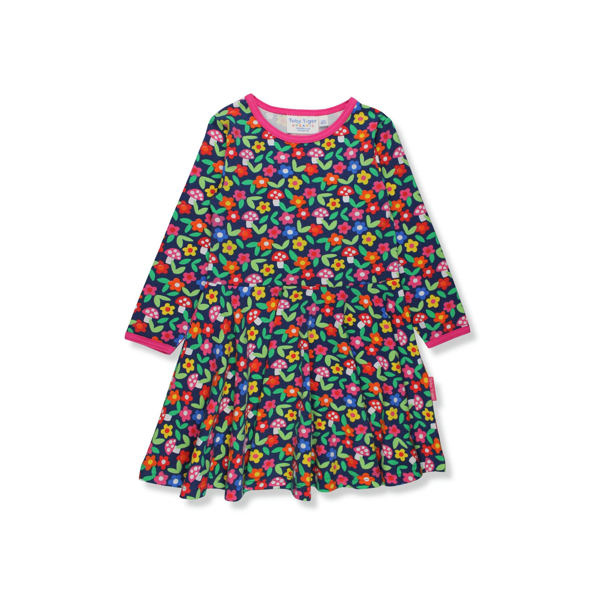 Organic Flower Print Long Sleeved Skater Dress-Toby Tiger-Modern Rascals