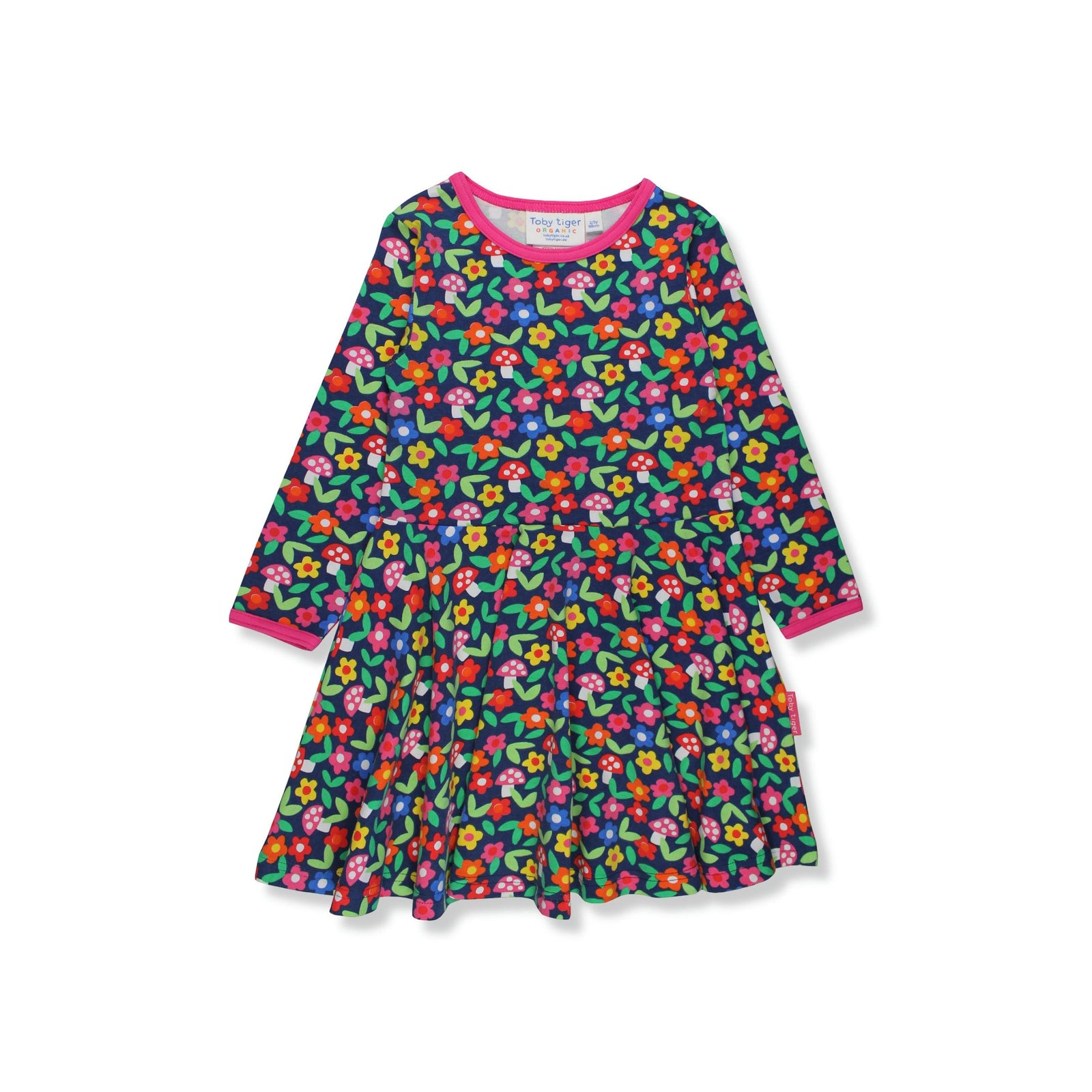 Organic Flower Print Long Sleeved Skater Dress-Toby Tiger-Modern Rascals